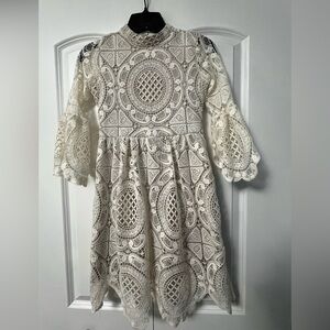 Mia joy off-white lace formal dress